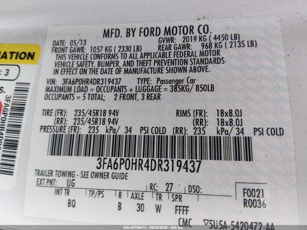 3FA6P0HR4DR319437 2013 FORD FUSION photo no. 9