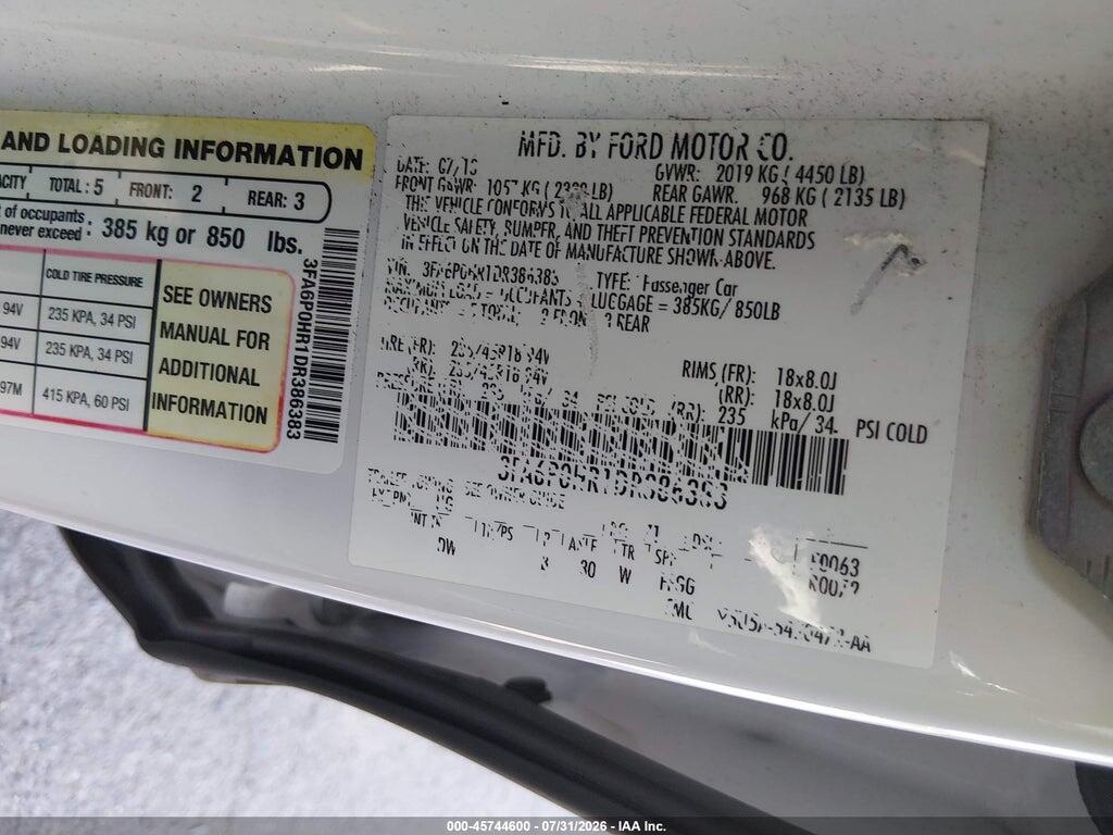 3FA6P0HR1DR386383 2013 FORD FUSION photo no. 9