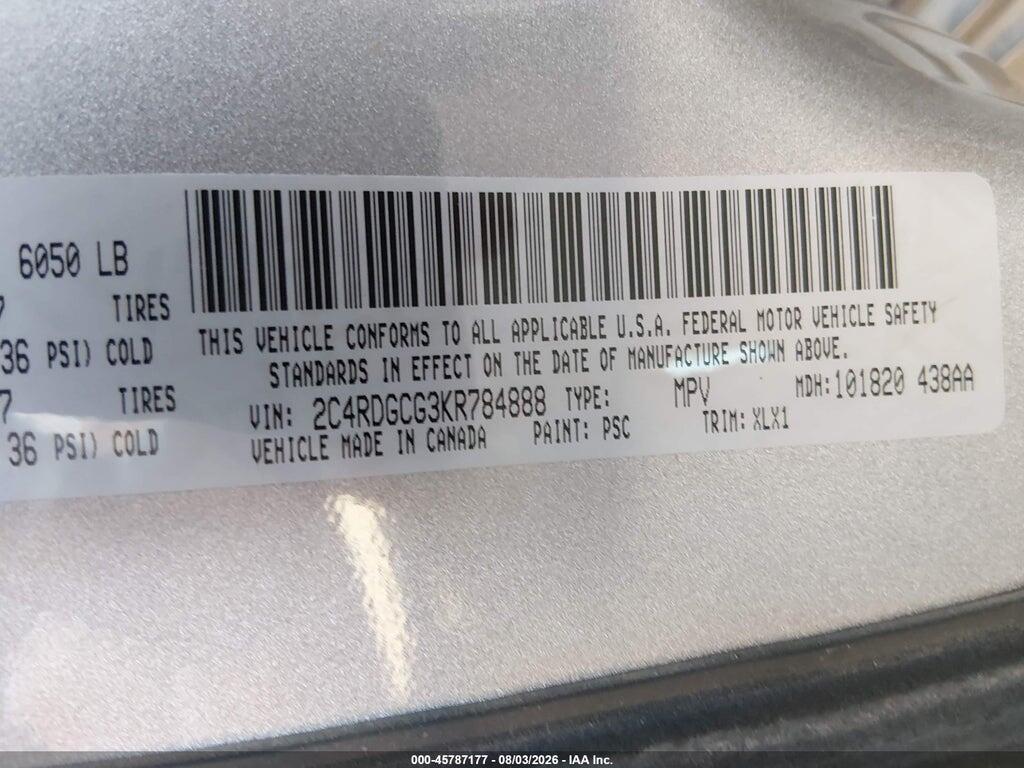 2C4RDGCG3KR784888 2019 DODGE GRAND CARAVAN photo no. 9