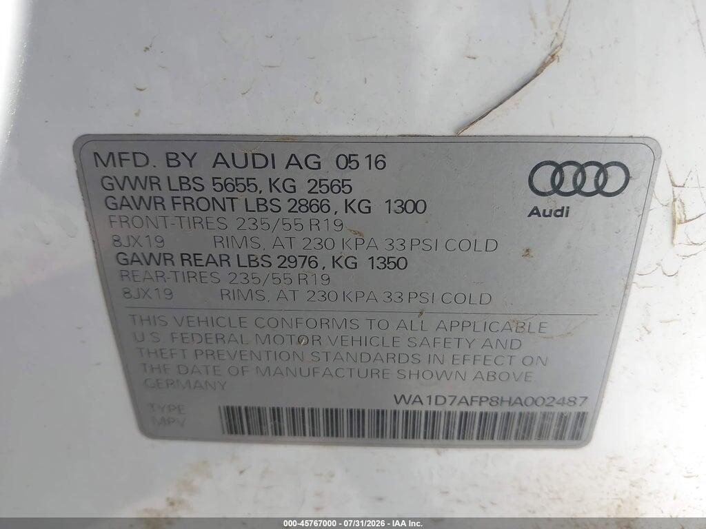 WA1D7AFP8HA002487 2017 AUDI Q5 photo no. 9