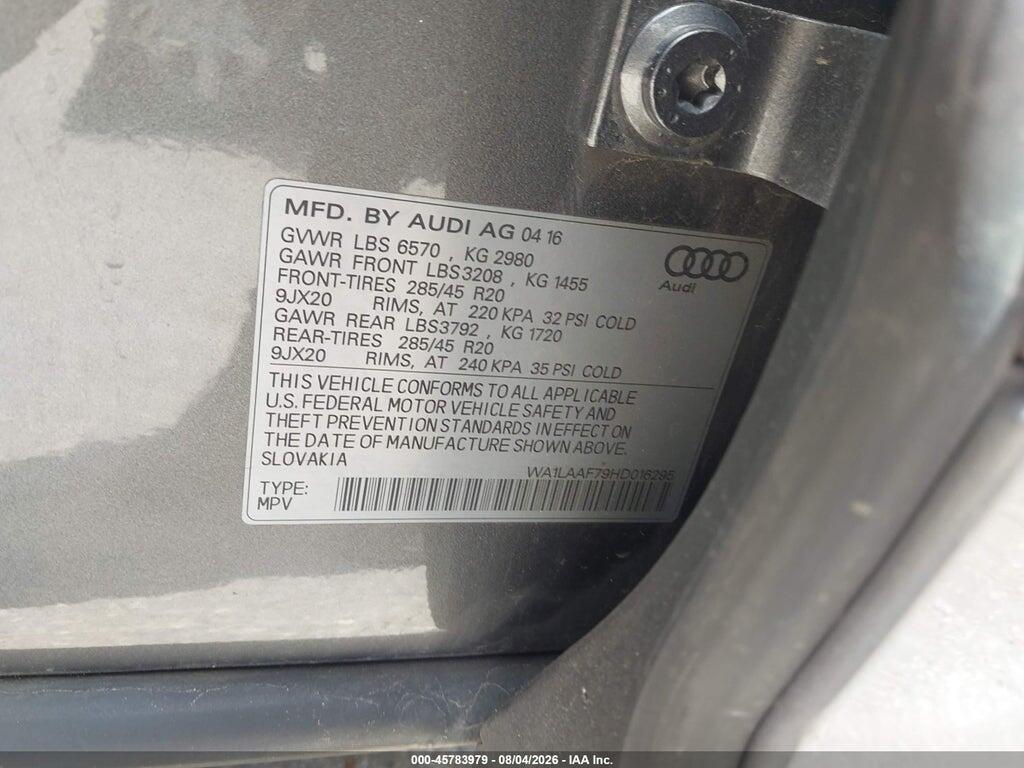 WA1LAAF79HD016295 2017 AUDI Q7 photo no. 9