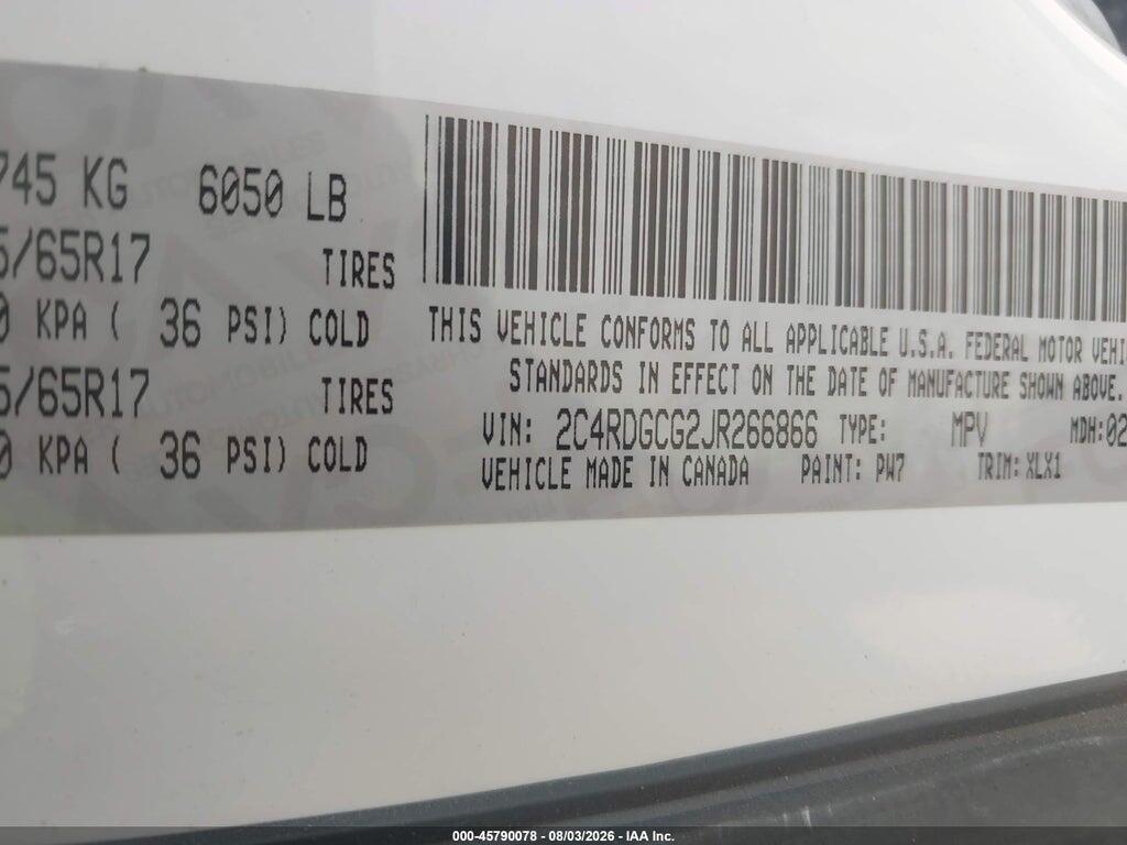 2C4RDGCG2JR266866 2018 DODGE GRAND CARAVAN photo no. 9