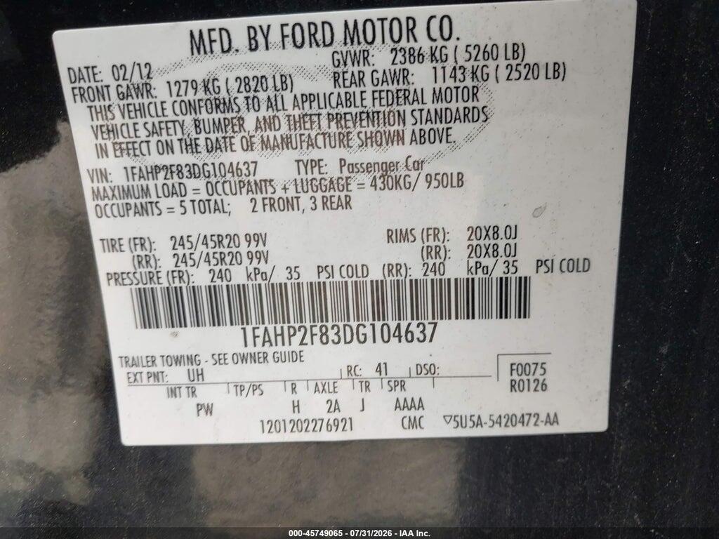 1FAHP2F83DG104637 2013 FORD TAURUS photo no. 9
