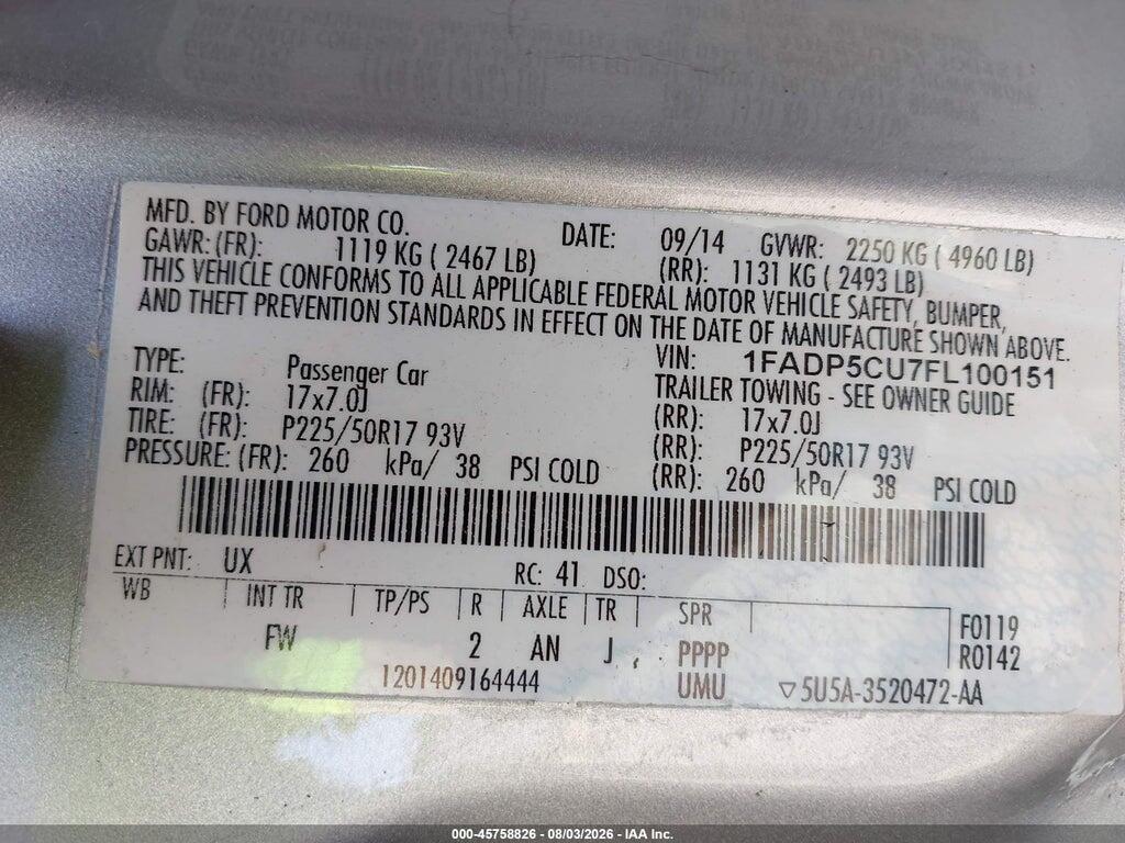 1FADP5CU7FL100151 2015 FORD C-MAX ENERGI photo no. 9