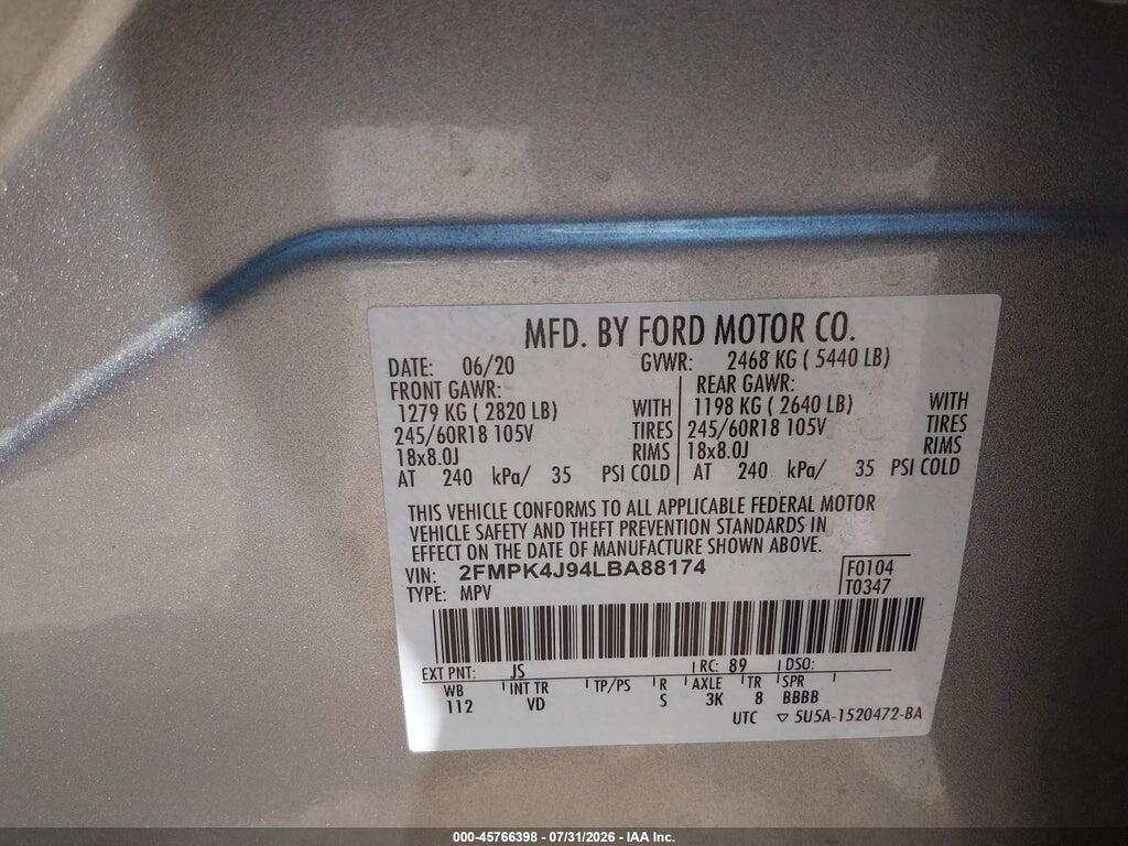 2FMPK4J94LBA88174 2020 FORD EDGE photo no. 9