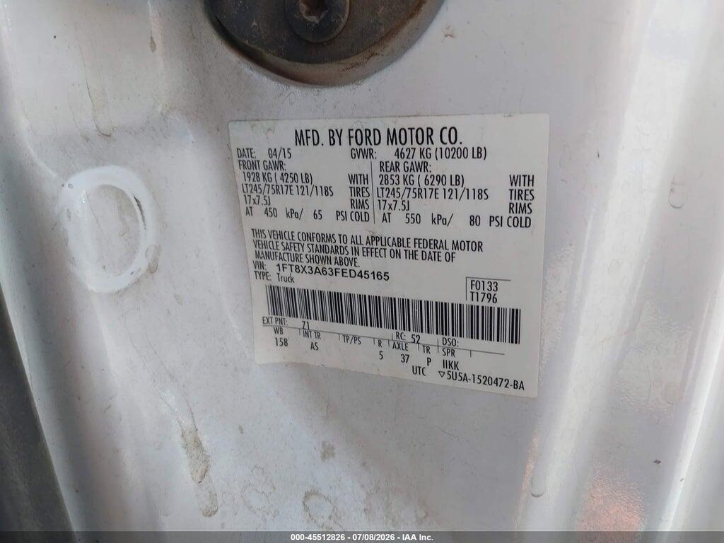 1FT8X3A63FED45165 2015 FORD F-350 photo no. 9