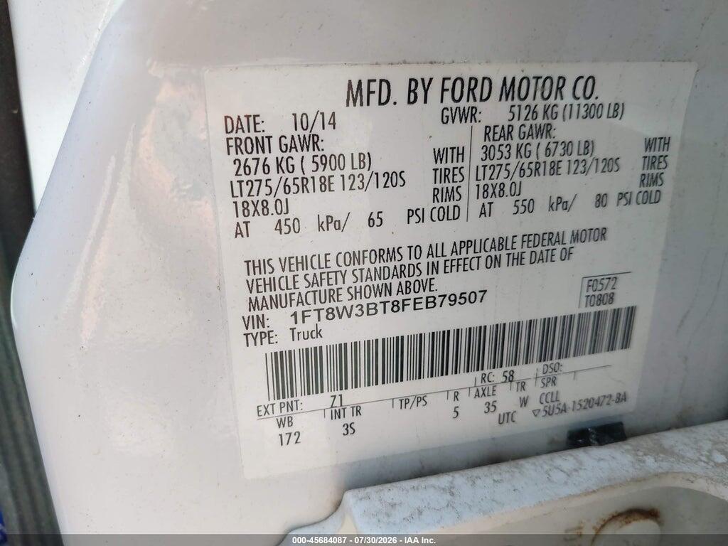1FT8W3BT8FEB79507 2015 FORD F-350 photo no. 8
