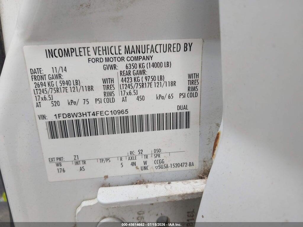 1FD8W3HT4FEC10965 2015 FORD F-350 CHASSIS photo no. 8