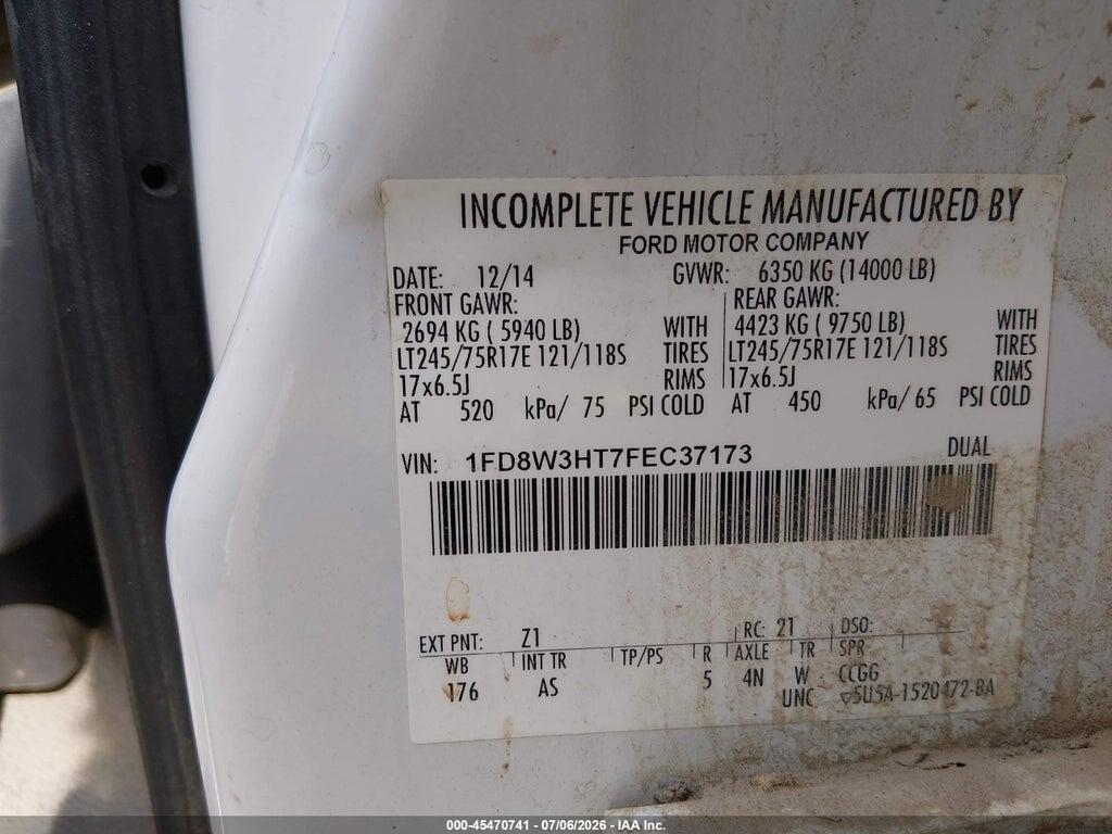 1FD8W3HT7FEC37173 2015 FORD F-350 CHASSIS photo no. 8