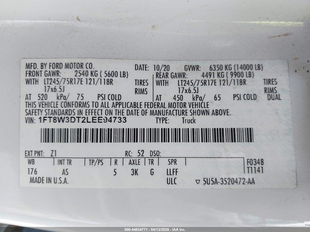 1FT8W3DT2LEE94733 2020 FORD F-350 photo no. 9