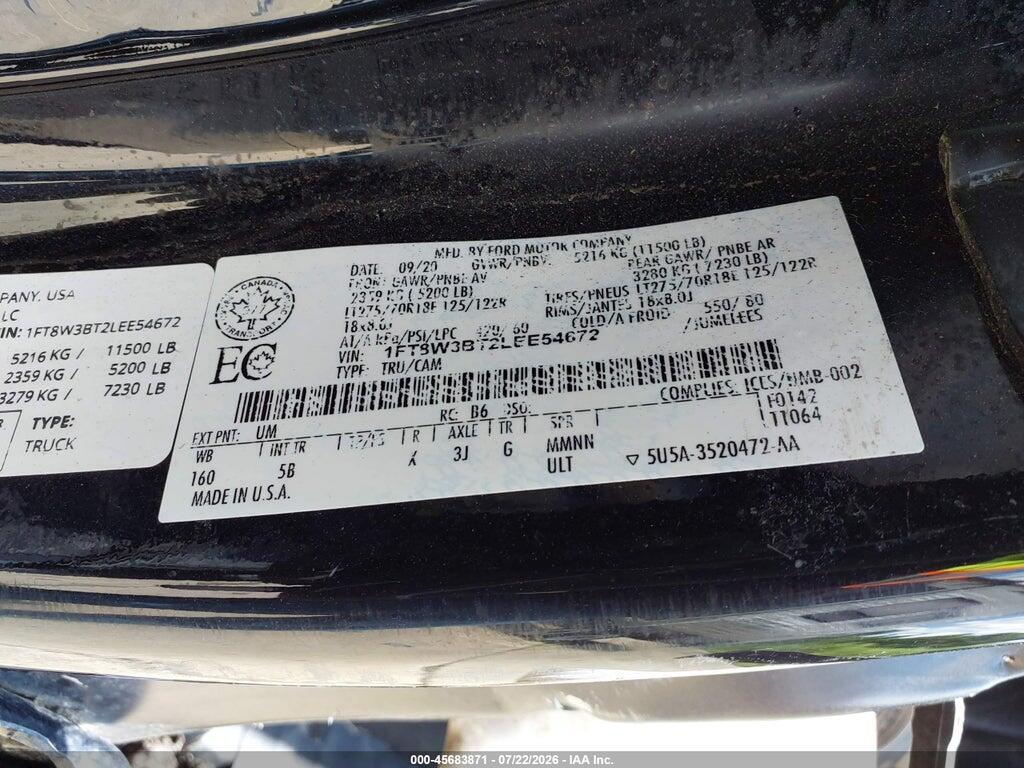 1FT8W3BT2LEE54672 2020 FORD F-350 photo no. 9
