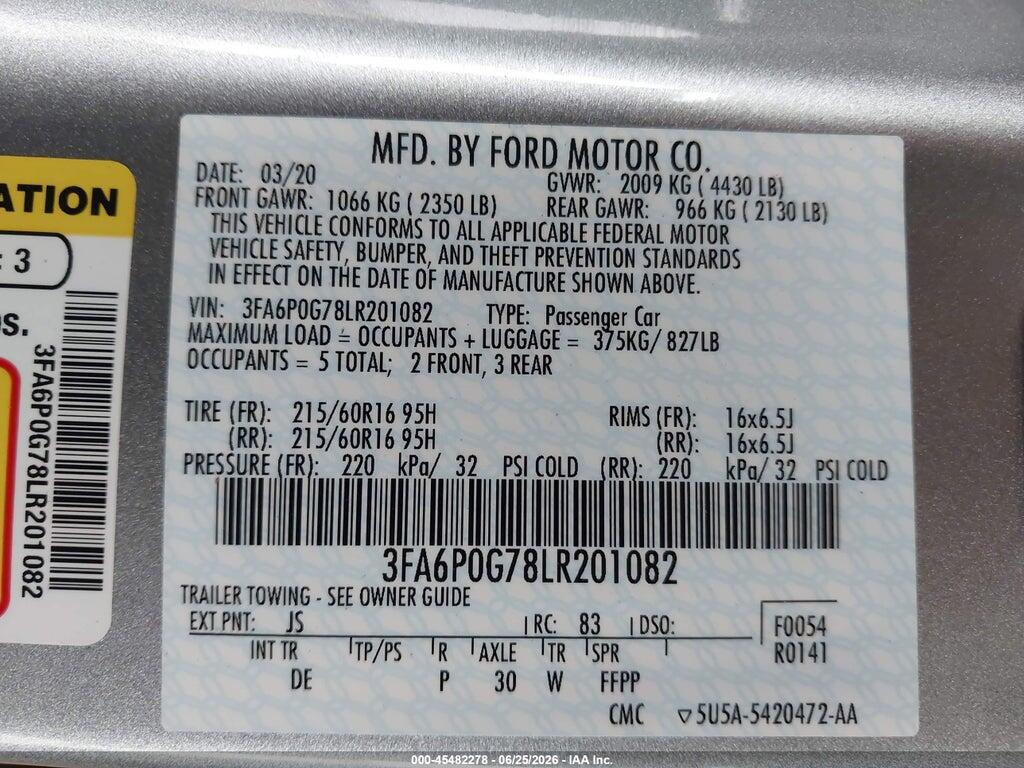 3FA6P0G78LR201082 2020 FORD FUSION photo no. 9