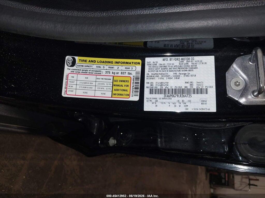 3FA6P0G79LR264725 2020 FORD FUSION photo no. 4