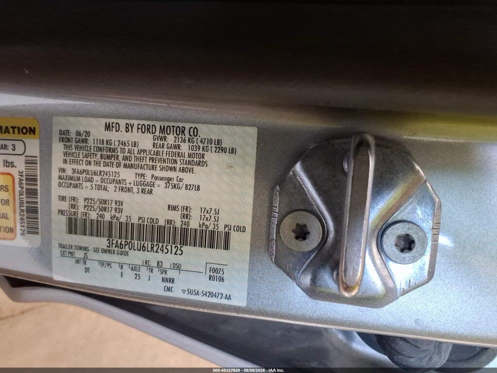 3FA6P0LU6LR245125 2020 FORD FUSION photo no. 9