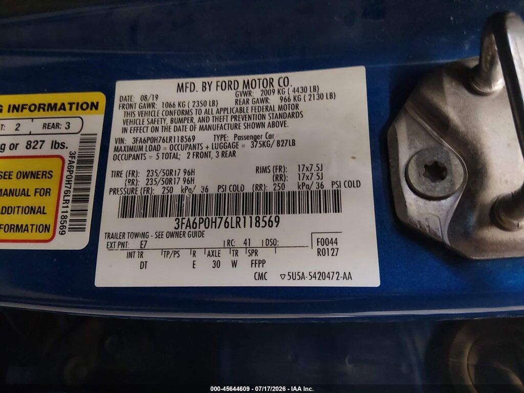 3FA6P0H76LR118569 2020 FORD FUSION photo no. 9