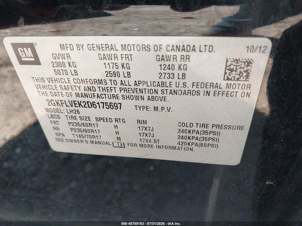 2GKFLVEK2D6175697 2013 GMC TERRAIN photo no. 9