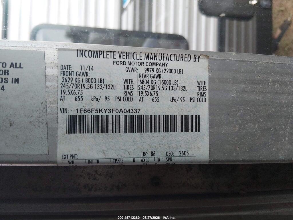 1F66F5KY3F0A04337 2015 FORD F-59 COMMERCIAL STRIPPED photo no. 8
