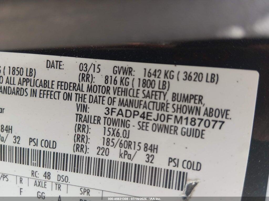 3FADP4EJ0FM187077 2015 FORD FIESTA photo no. 9