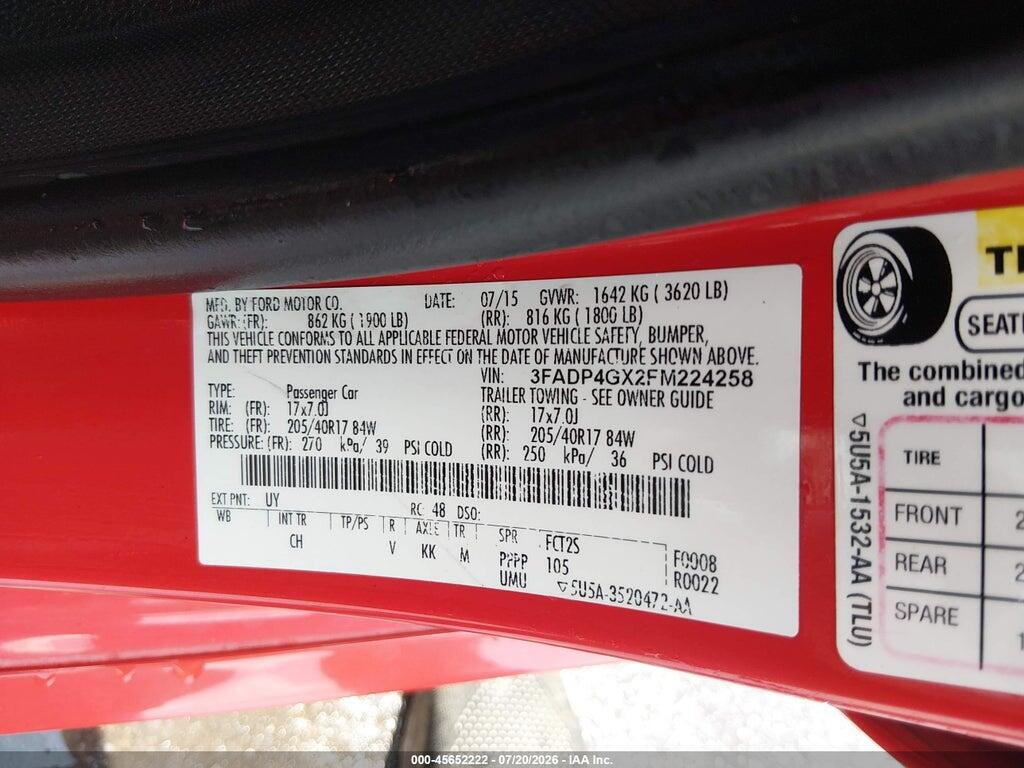 3FADP4GX2FM224258 2015 FORD FIESTA photo no. 9