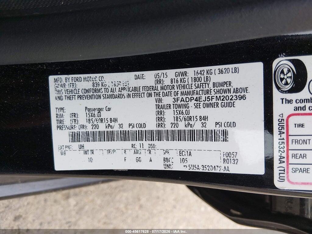 3FADP4EJ5FM202396 2015 FORD FIESTA photo no. 9
