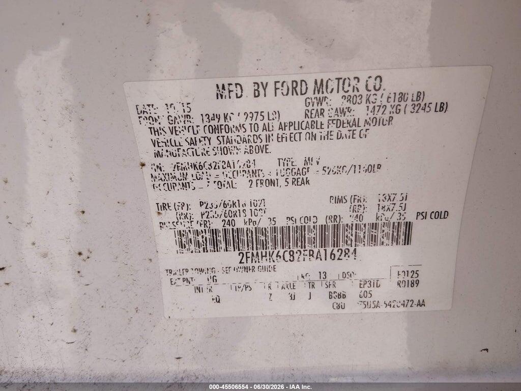 2FMHK6C82FBA16284 2015 FORD FLEX photo no. 9