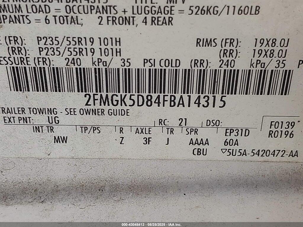 2FMGK5D84FBA14315 2015 FORD FLEX photo no. 9