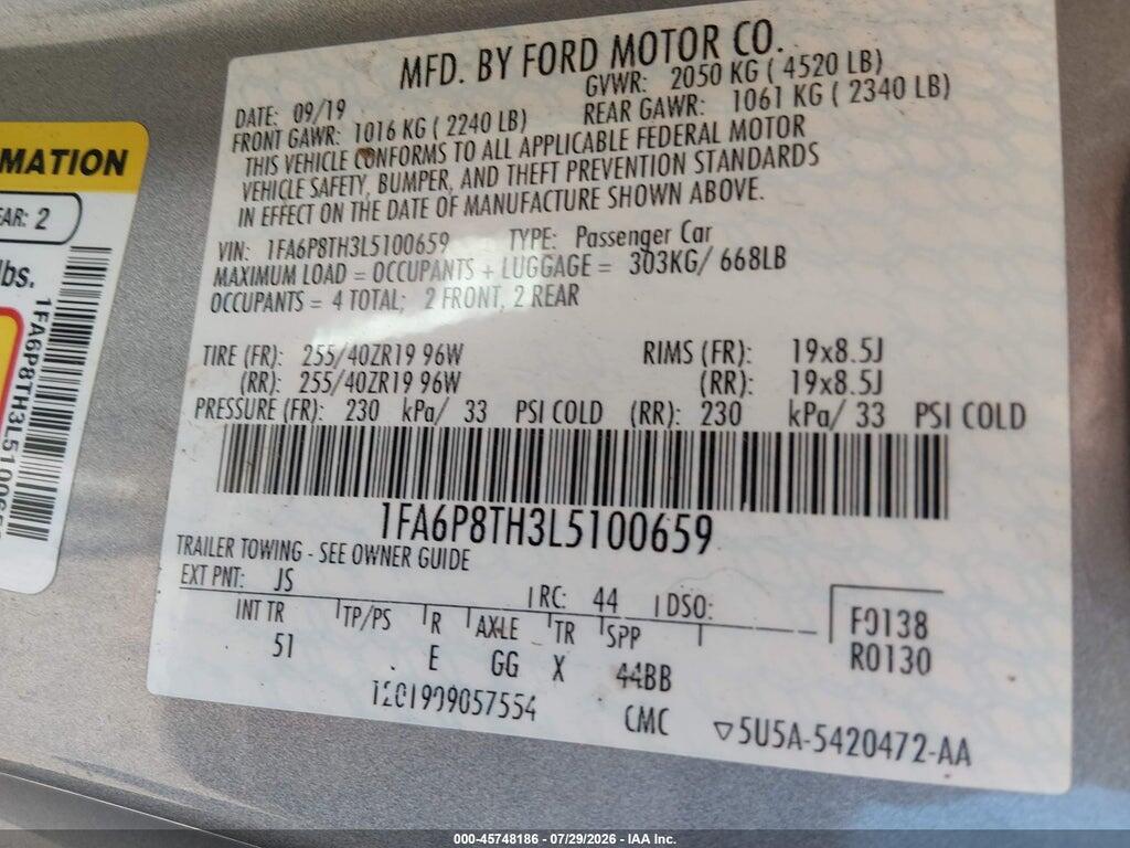 1FA6P8TH3L5100659 2020 FORD MUSTANG photo no. 9