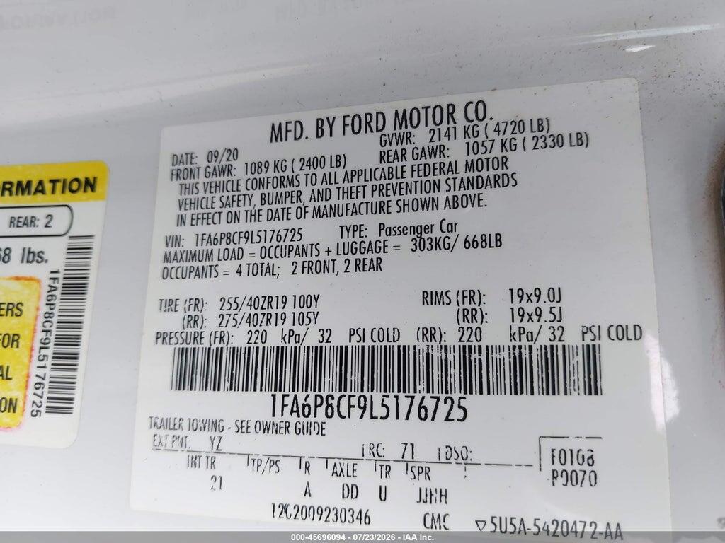 1FA6P8CF9L5176725 2020 FORD MUSTANG photo no. 9