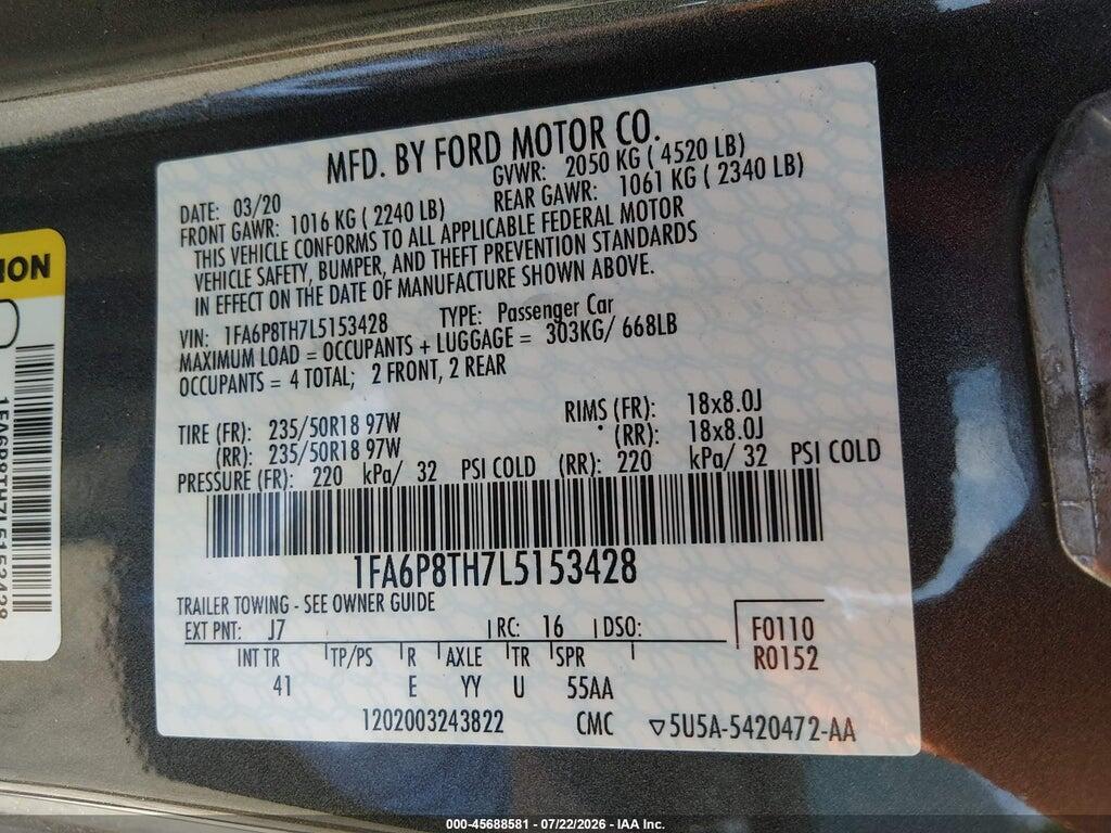 1FA6P8TH7L5153428 2020 FORD MUSTANG photo no. 9