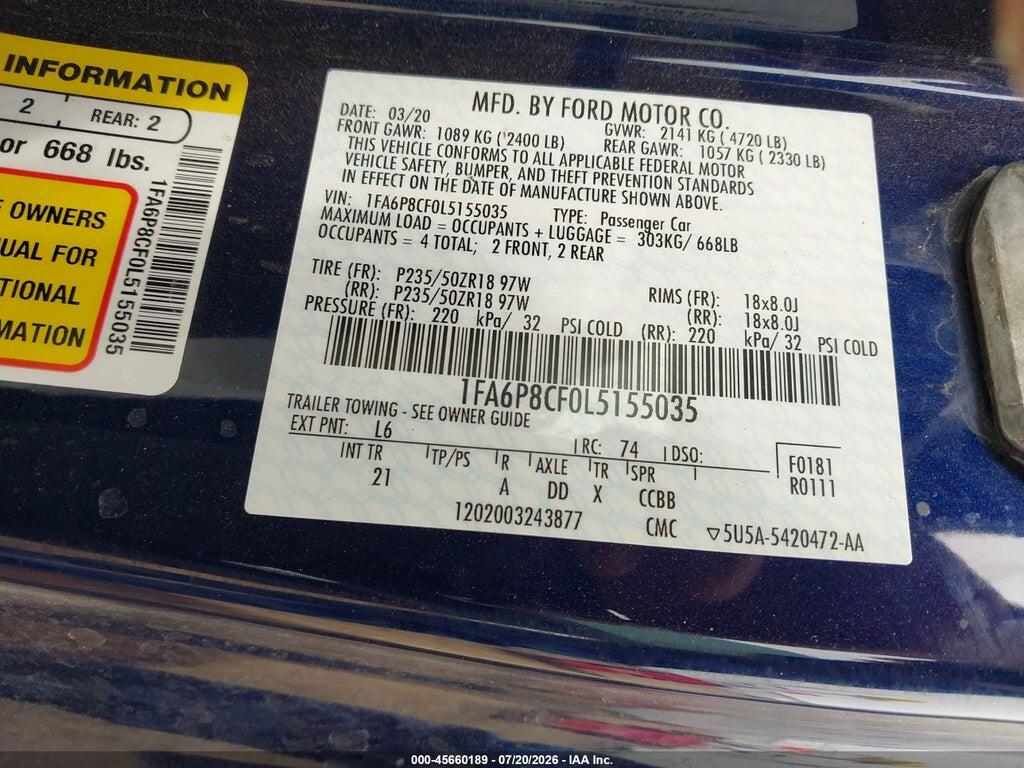 1FA6P8CF0L5155035 2020 FORD MUSTANG photo no. 9