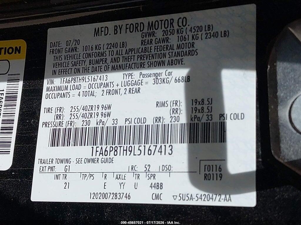 1FA6P8TH9L5167413 2020 FORD MUSTANG photo no. 9