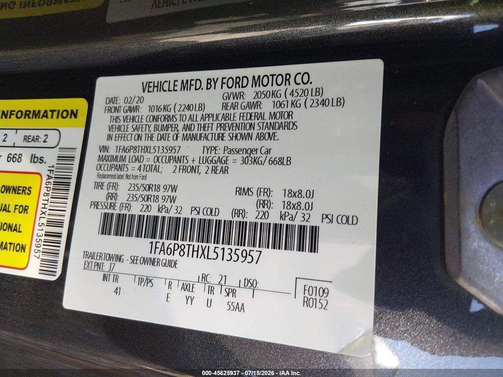 1FA6P8THXL5135957 2020 FORD MUSTANG photo no. 9