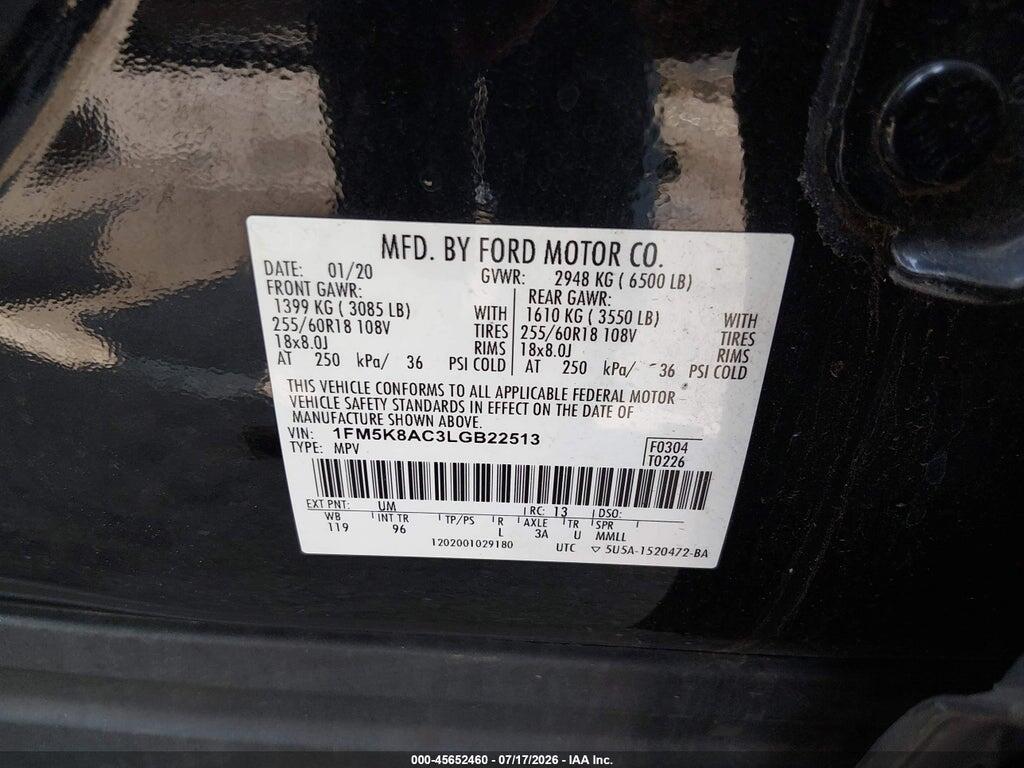 1FM5K8AC3LGB22513 2020 FORD POLICE INTERCEPTOR UTILITY photo no. 4