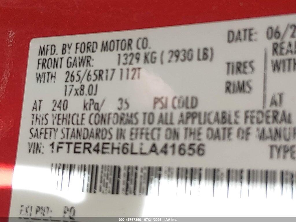 1FTER4EH6LLA41656 2020 FORD RANGER photo no. 9