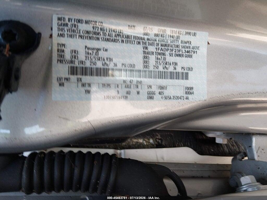 1FADP3F23FL346791 2015 FORD FOCUS photo no. 9