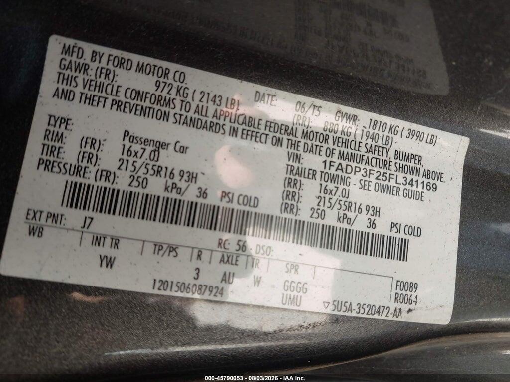 1FADP3F25FL341169 2015 FORD FOCUS photo no. 9