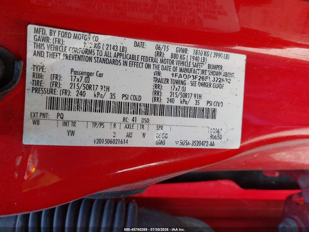 1FADP3F26FL322632 2015 FORD FOCUS photo no. 9