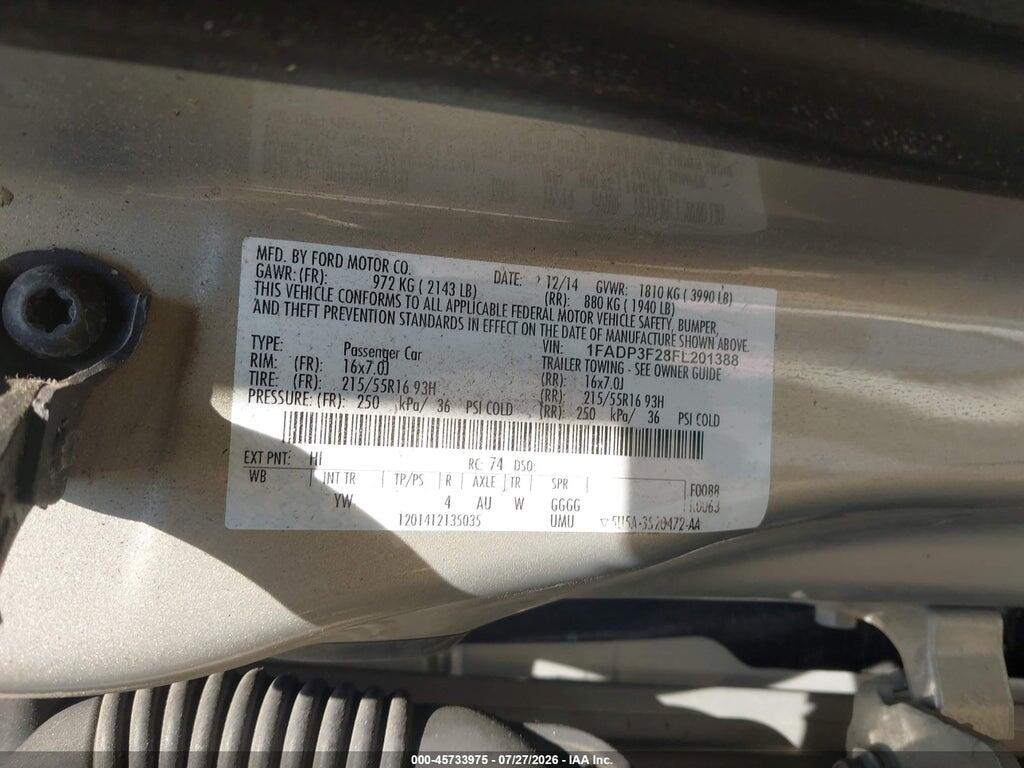 1FADP3F28FL201388 2015 FORD FOCUS photo no. 9