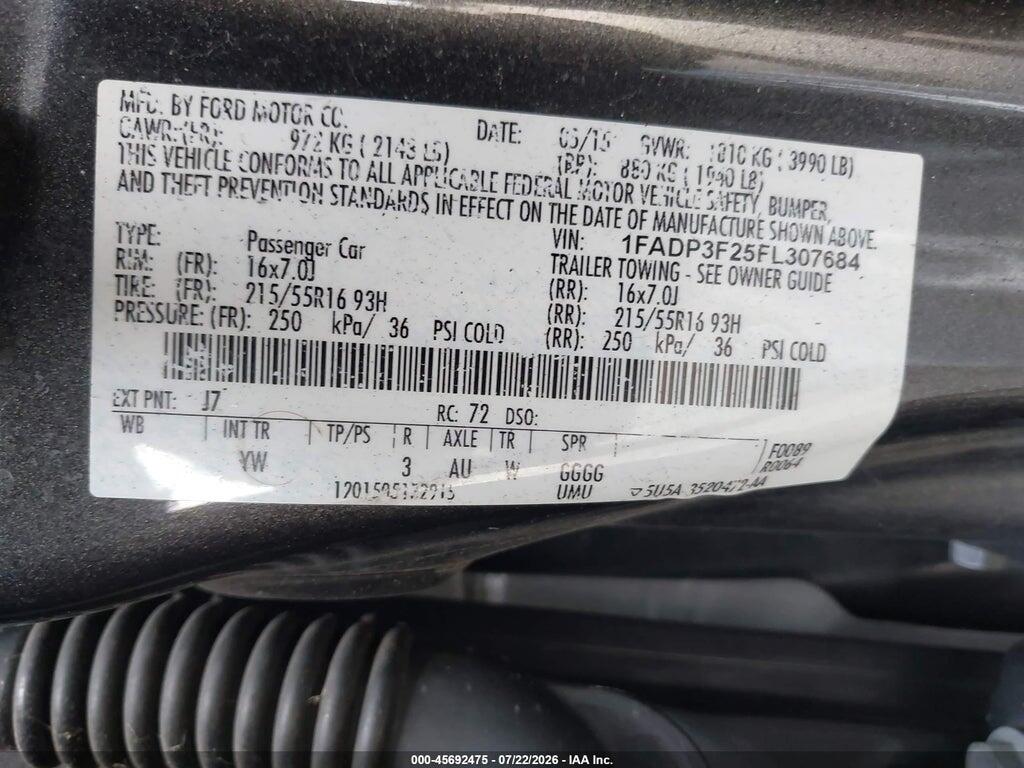 1FADP3F25FL307684 2015 FORD FOCUS photo no. 9