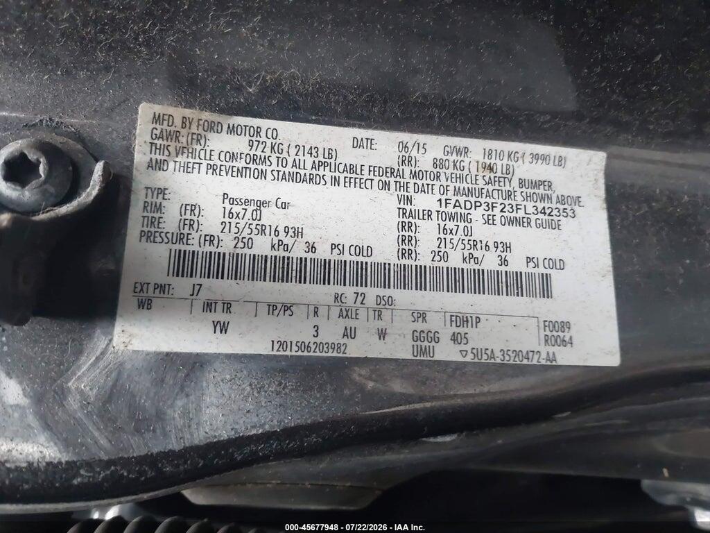 1FADP3F23FL342353 2015 FORD FOCUS photo no. 9