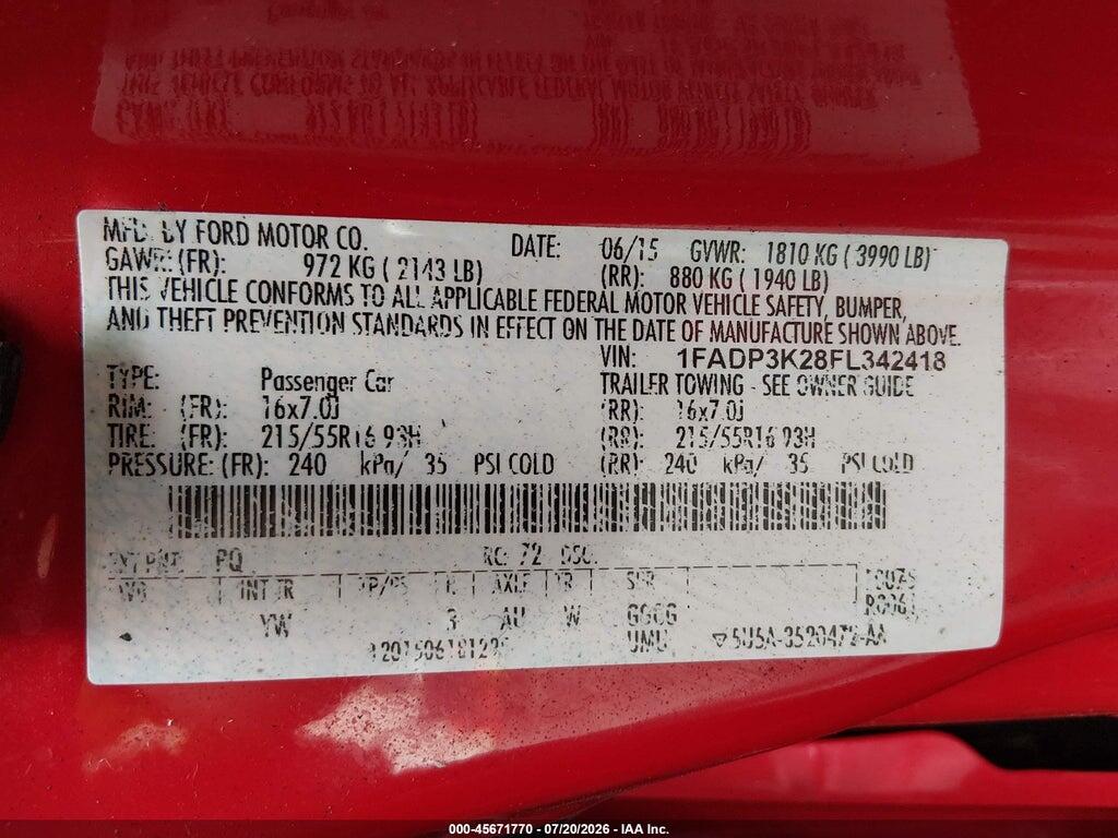 1FADP3K28FL342418 2015 FORD FOCUS photo no. 9