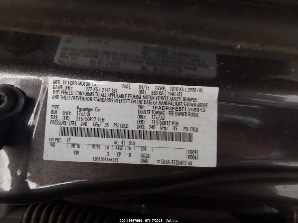 1FADP3FE8FL298912 2015 FORD FOCUS photo no. 9