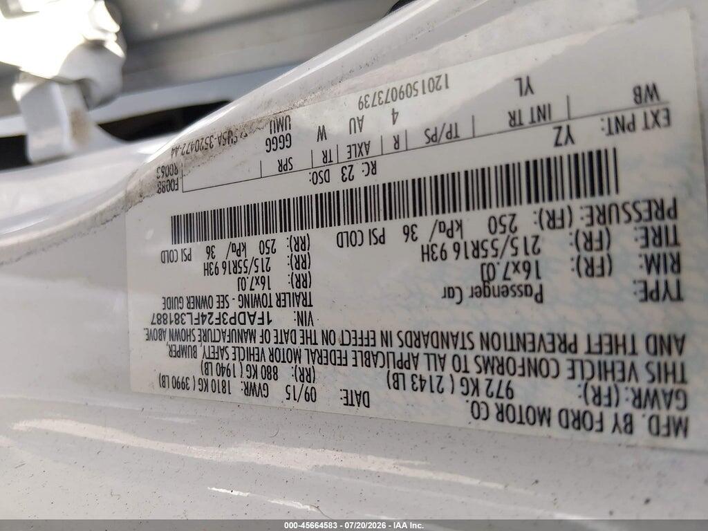 1FADP3F24FL381887 2015 FORD FOCUS photo no. 9