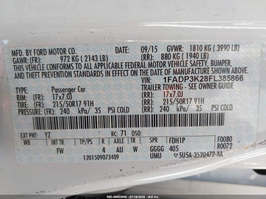 1FADP3K28FL385866 2015 FORD FOCUS photo no. 9