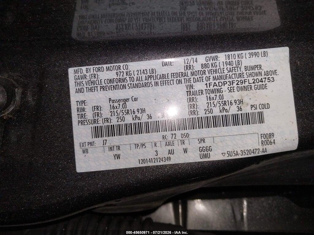1FADP3F29FL204753 2015 FORD FOCUS photo no. 9