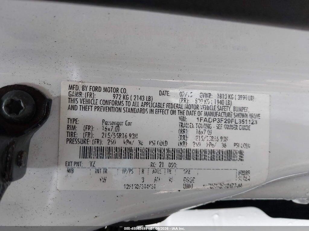 1FADP3F29FL351123 2015 FORD FOCUS photo no. 9