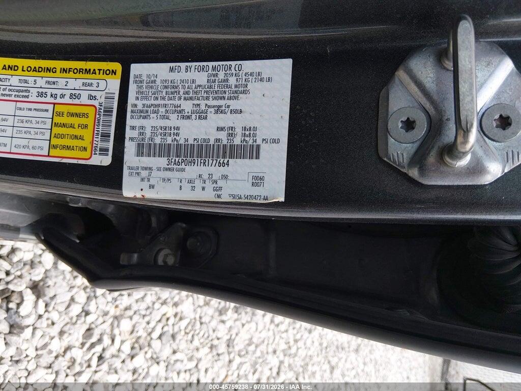 3FA6P0H91FR177664 2015 FORD FUSION photo no. 9