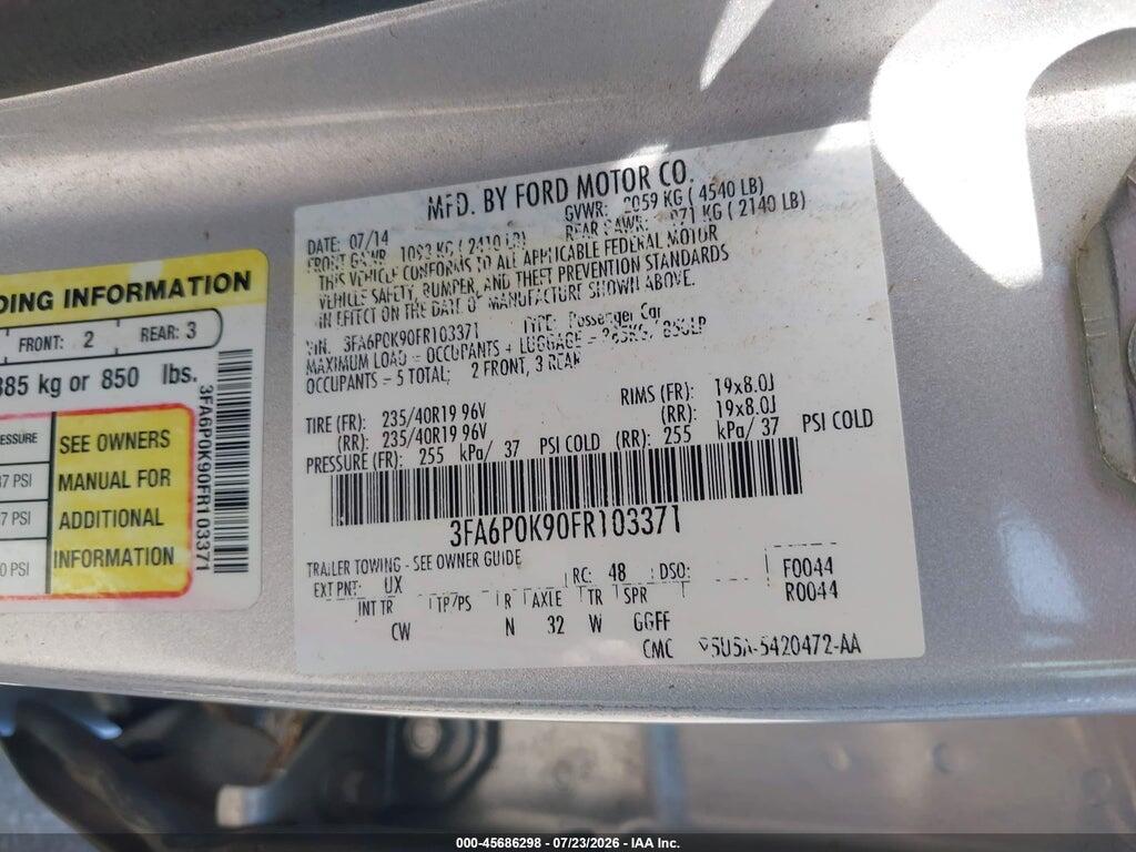 3FA6P0K90FR103371 2015 FORD FUSION photo no. 9