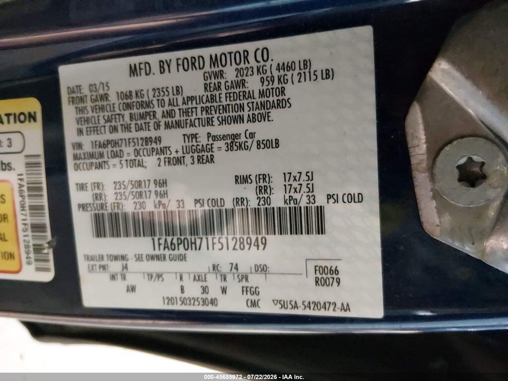 1FA6P0H71F5128949 2015 FORD FUSION photo no. 9