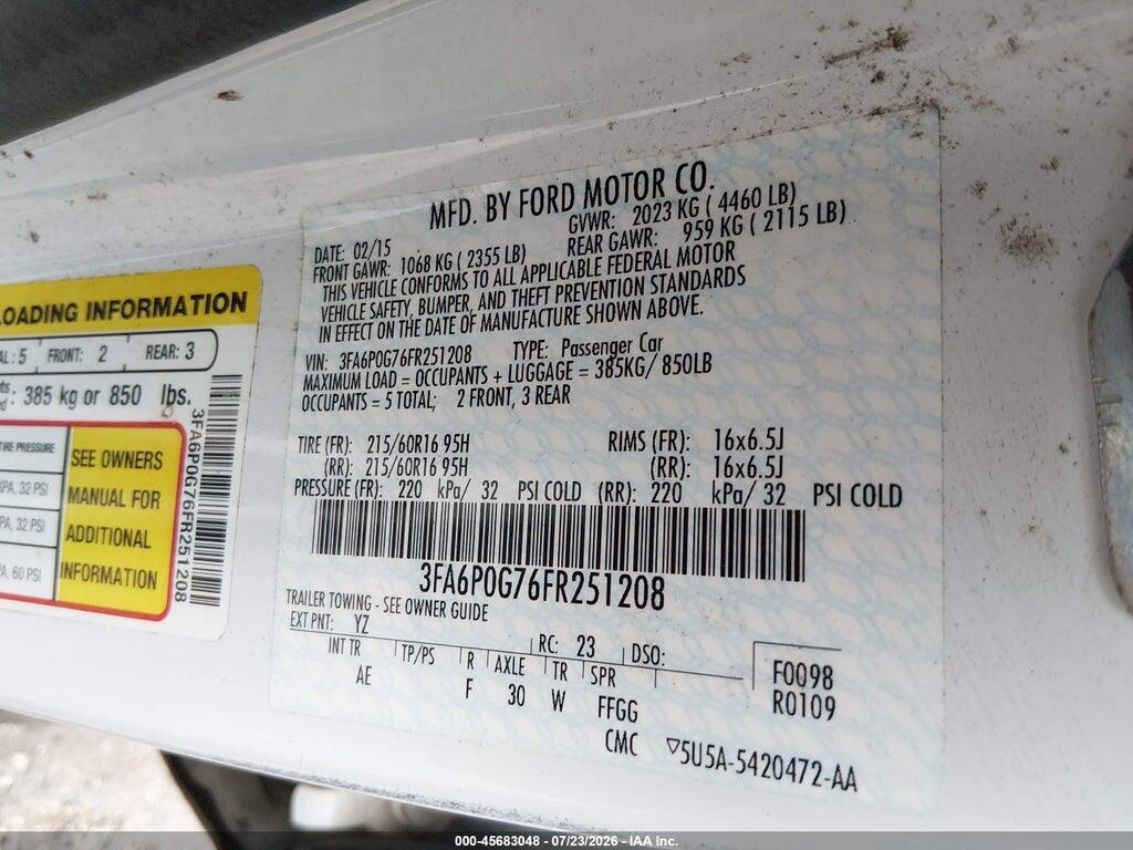 3FA6P0G76FR251208 2015 FORD FUSION photo no. 9